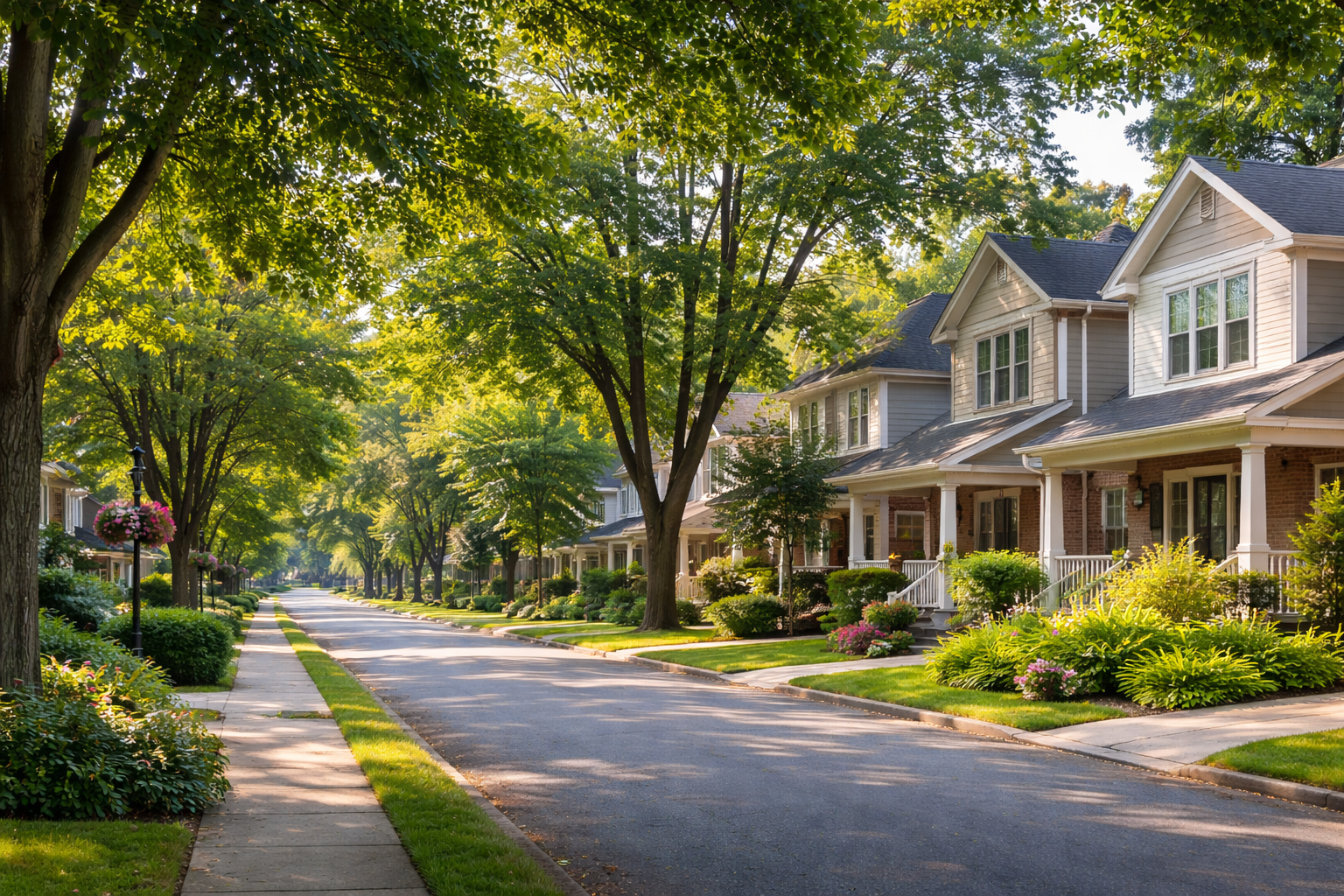 Quiet residential street with detached homes and mature trees in Bowmanville, Durham Region Ontario